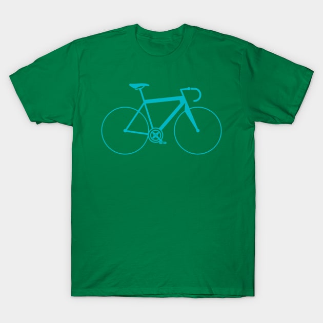 Sleek Pale Blue Bicycle Teal Road Bike Silhouette T-Shirt by Gregorous Design